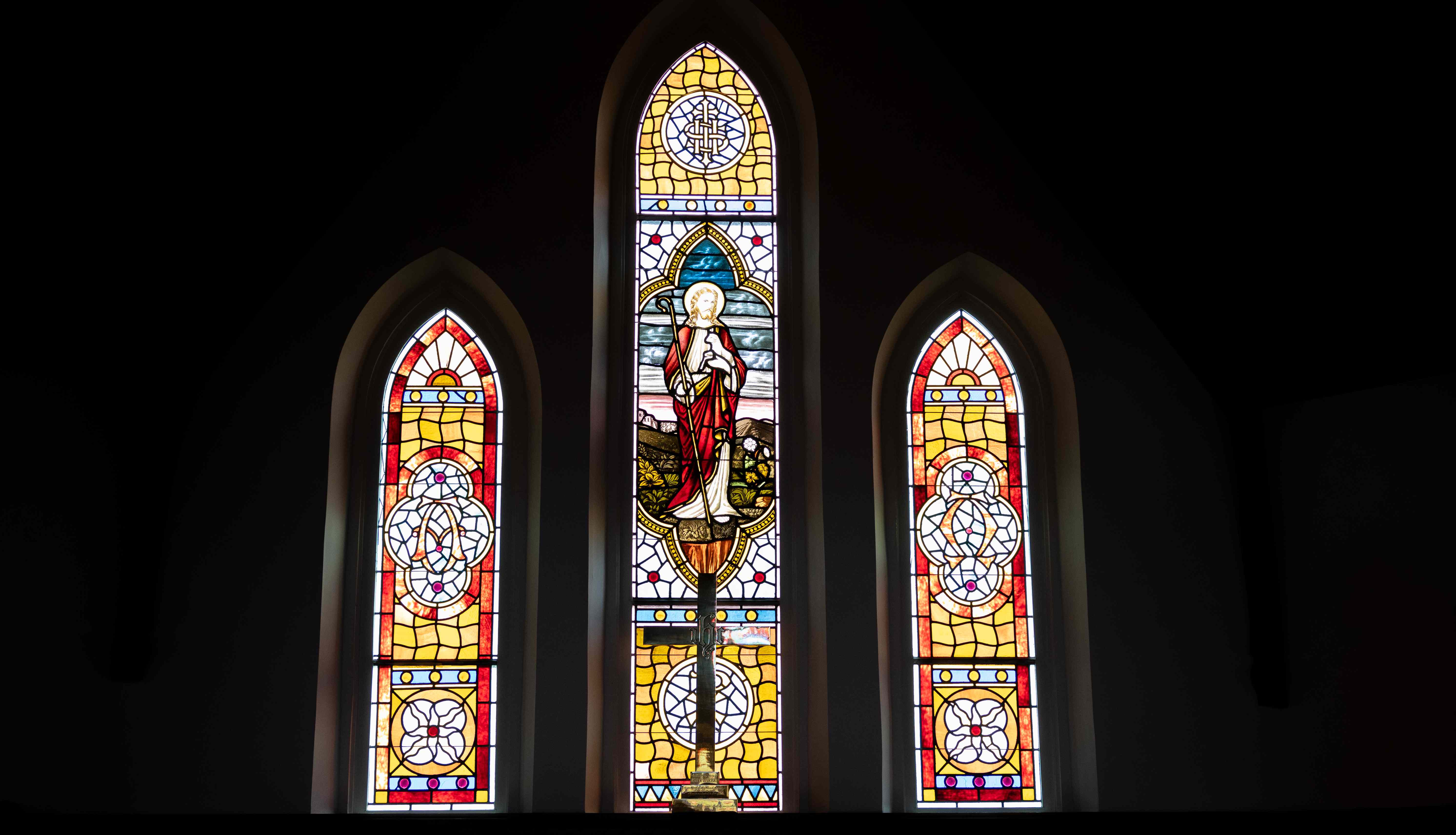 Stained glass windows inside Chapel of Saint Agnes, All Saints Episcopal Church
